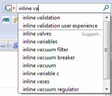 inlinevalidatie google searchbar
