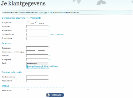 Start bestelproces nieuwe versie