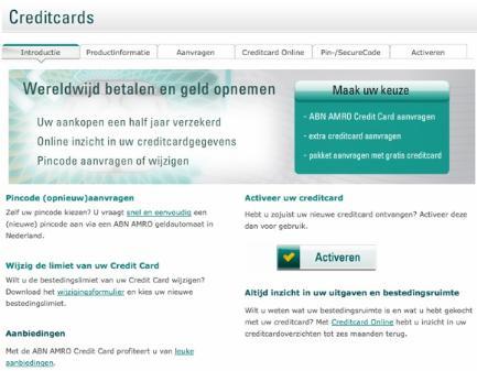 abnamro.nl AB test Versie A: sales