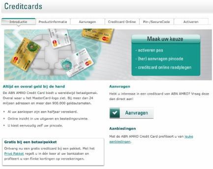 abnamro.nl AB test Versie B: services