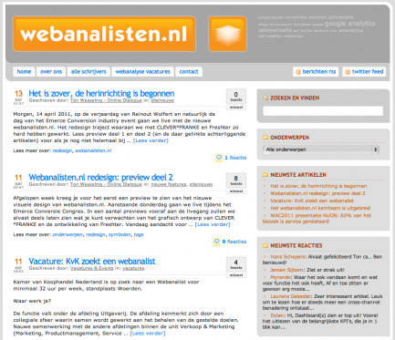 Webanalisten.nl screenshot oude homepage