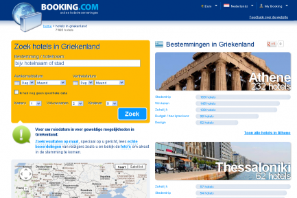 Afbeelding van Booking.com landingspagina