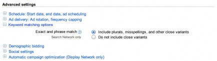 Afbeelding van AdWords instellingen