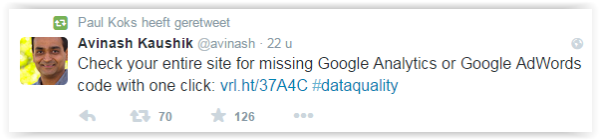 Debugging Google Analytics - Avinash tweet