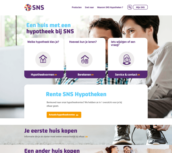 de desktop site van sns ziet eruit als een ultra grote mobiel