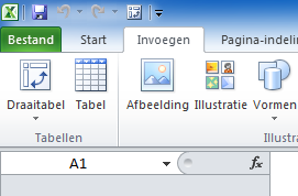 Tabel invoegen via menu