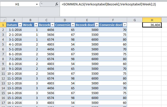 Verwijzen naar data in een tabel