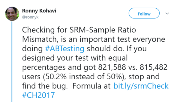 Sample Ratio Mismatch