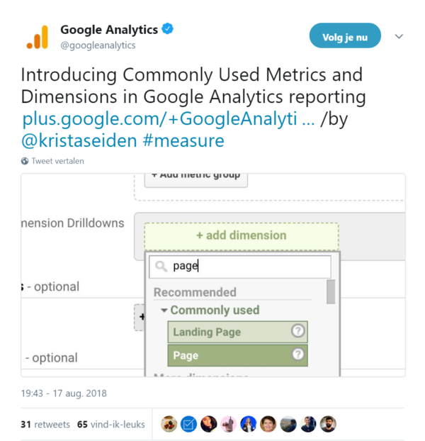 Printscreen tweet Google Analytics